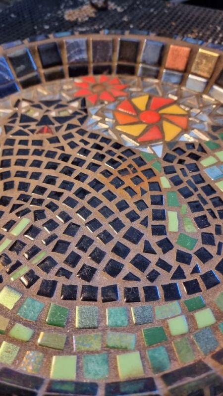 Mosaic decorated bowl with cat design image three