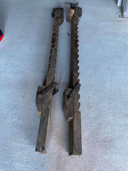 Found these beautiful wooden sash clamps. image one