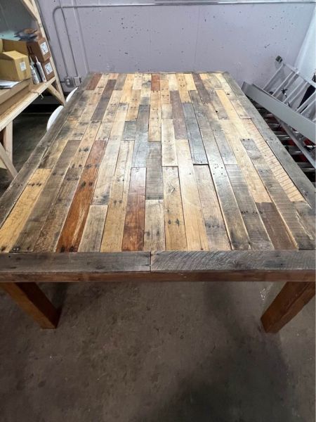 How to make a dining table from wooden crate boxes? image one